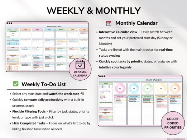 Task Tracker Spreadsheet Template Google Sheets Digital To-Do List Excel Daily Task Priority List Work Organization Team Project - Image 7