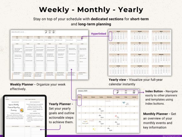 OneNote Planner 2025 2026 Professional One Note Template for Work Project Management Hyperlinked Planner Weekly Planner Organization - Image 4